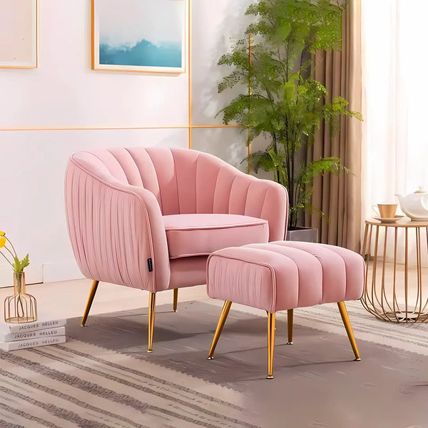 Set of armchair with pouf - Pink - KM76