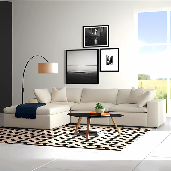 Corner L-Shaped Swedish Wood 150x290 cm - Off White - LMA-5151