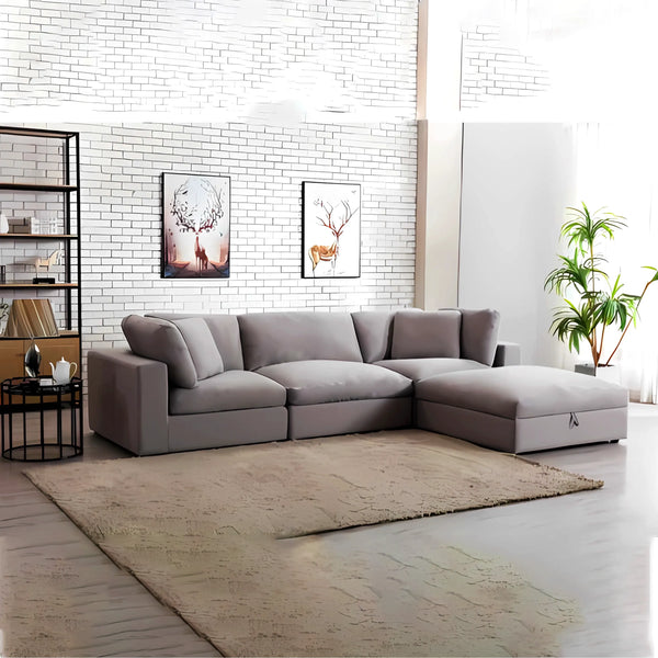 Corner L-Shaped Swedish Wood 145x250 cm - Grey - SOF81664