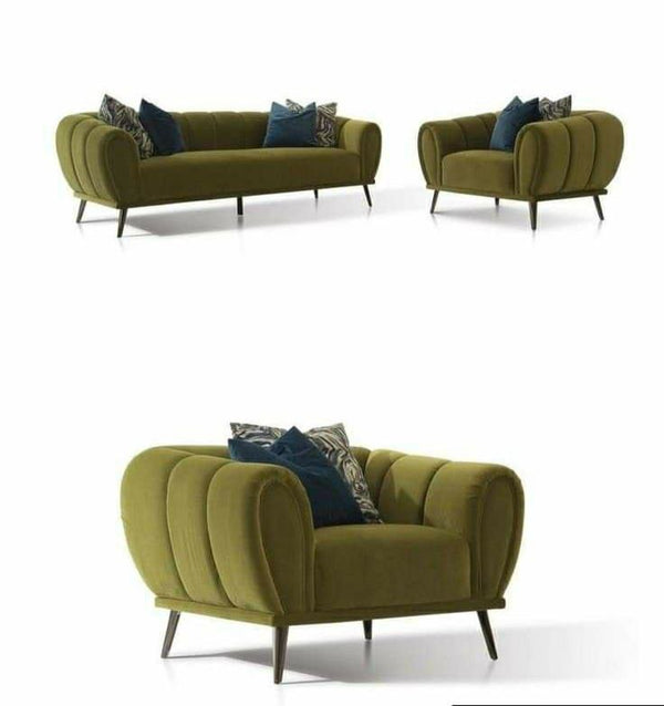 Three-piece Swedish wood living room set - Olive - KM37